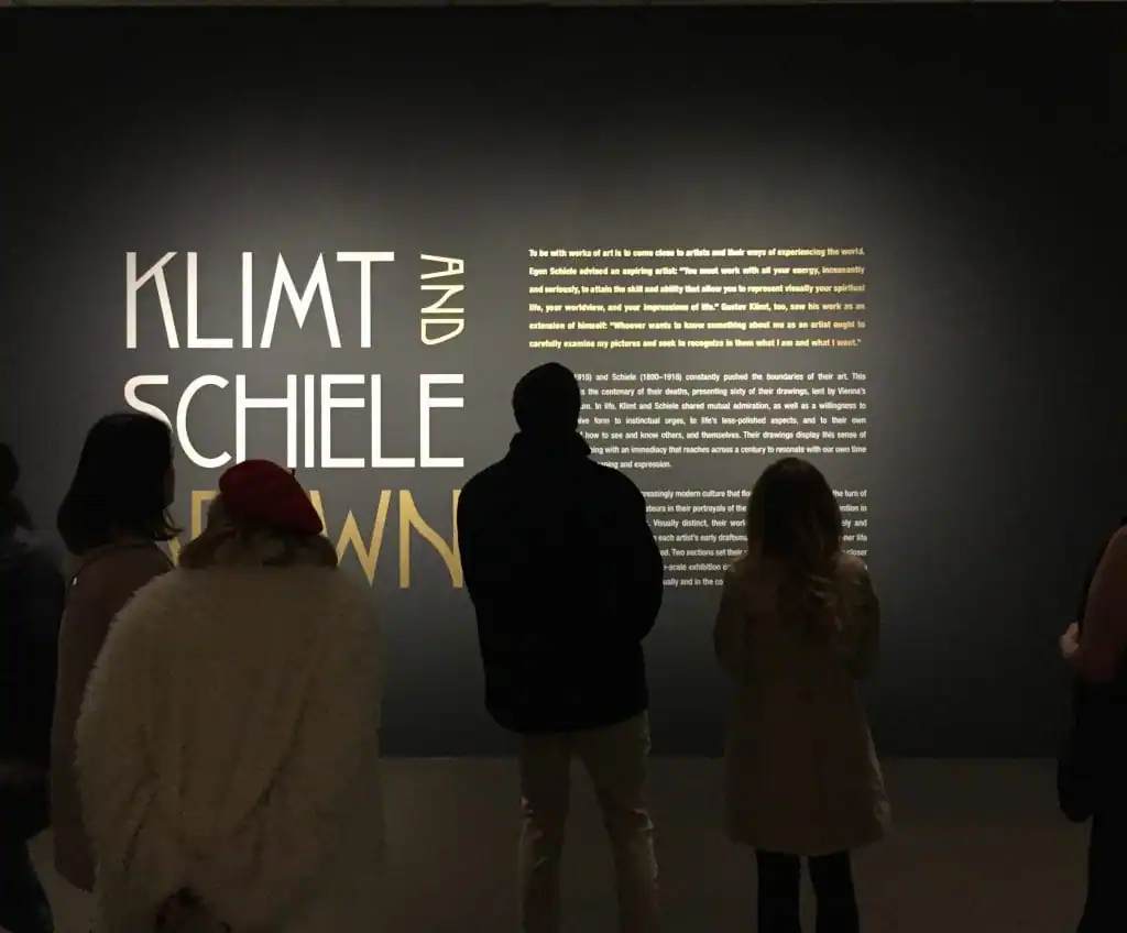 Secesja typeface on the introductory gallery wall of Klimt & Schiele: Drawn